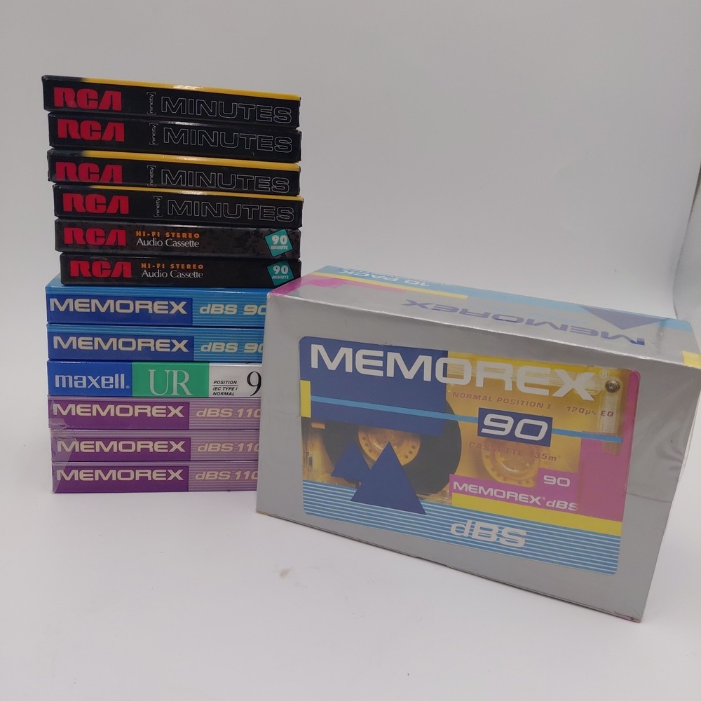 22 Blank Audio Cassette Tape Mixed Lot Memorex RCA Maxwell 90 110 New Sealed